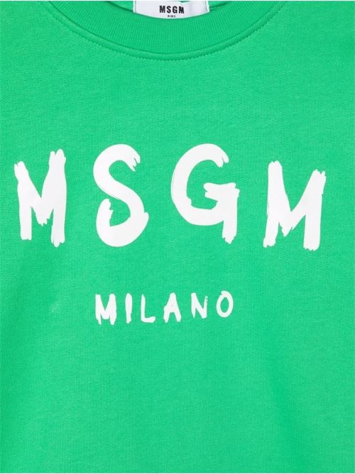 Felpa bambino con stampa logo di colore bianco al centro MSGM KIDS | MS028733080